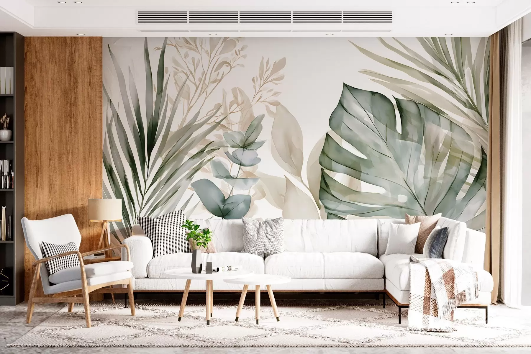 murales de pared Hojas tropicales grandes en estilo acuarela w05867