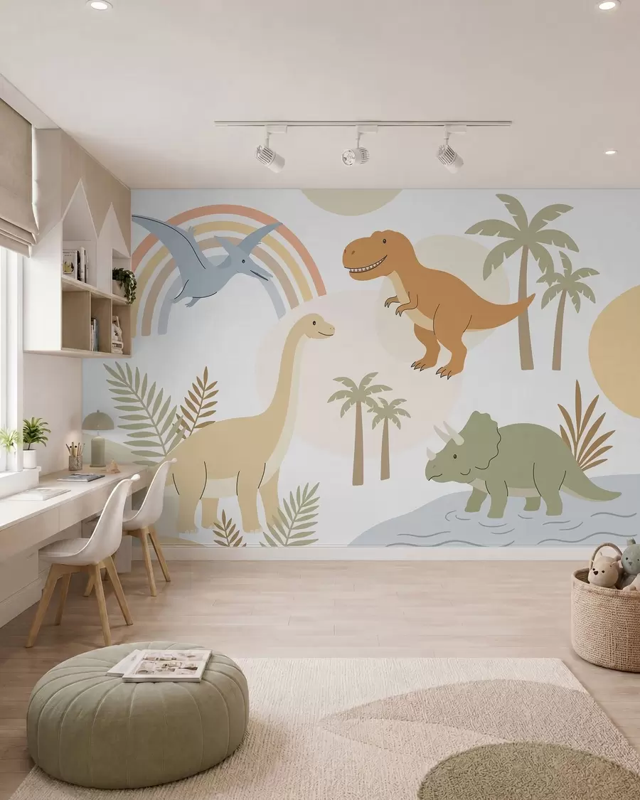murales de pared Dinosaurios y arcoíris w05842