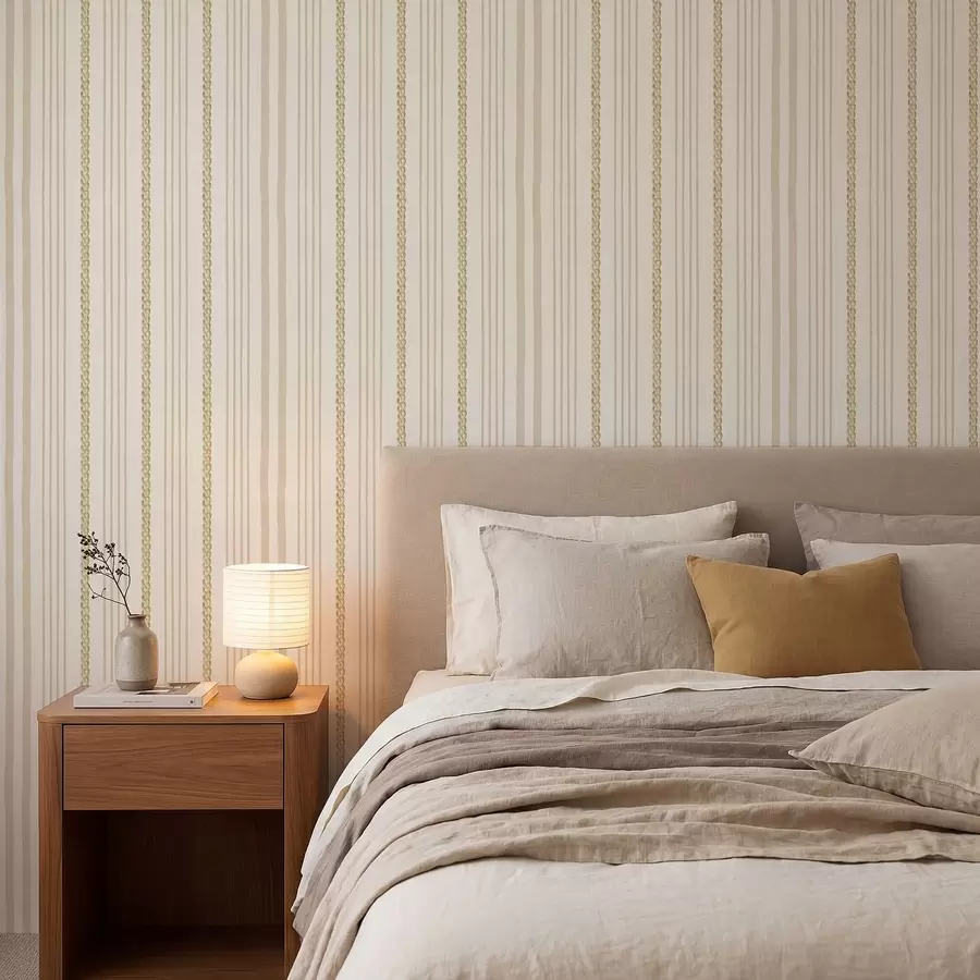murales de pared Rayas verticales de color beige con motivos trenzados a01252
