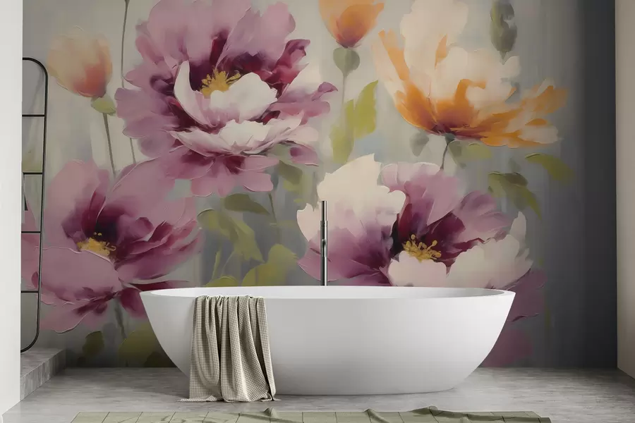 murales de pared Flores abstractas y estilizadas, imitación de una pintura w05848