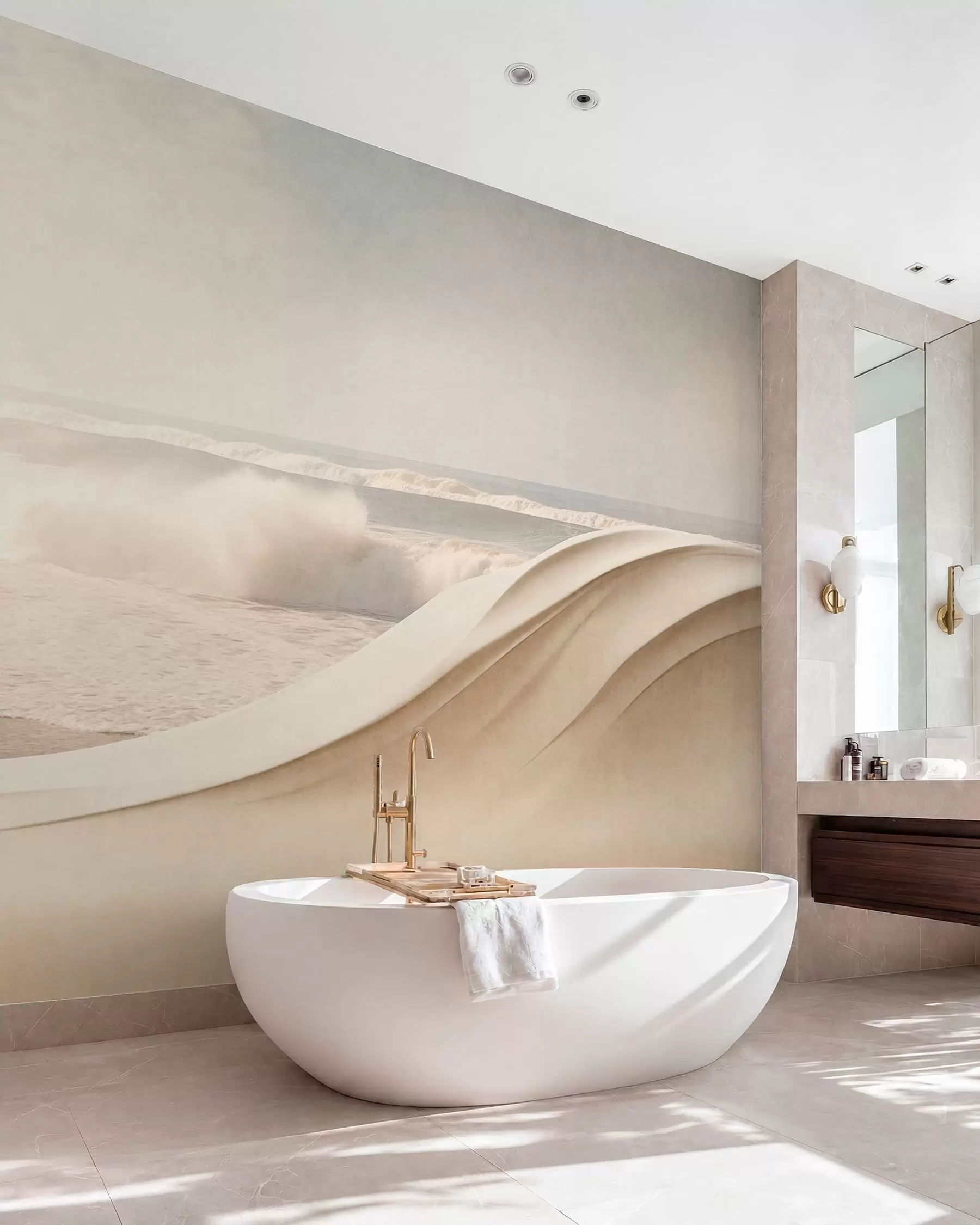 murales de pared Olas del mar entre formas arenosas que fluyen w05895