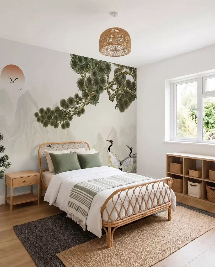 murales de pared Aves bajo los pinos u34508