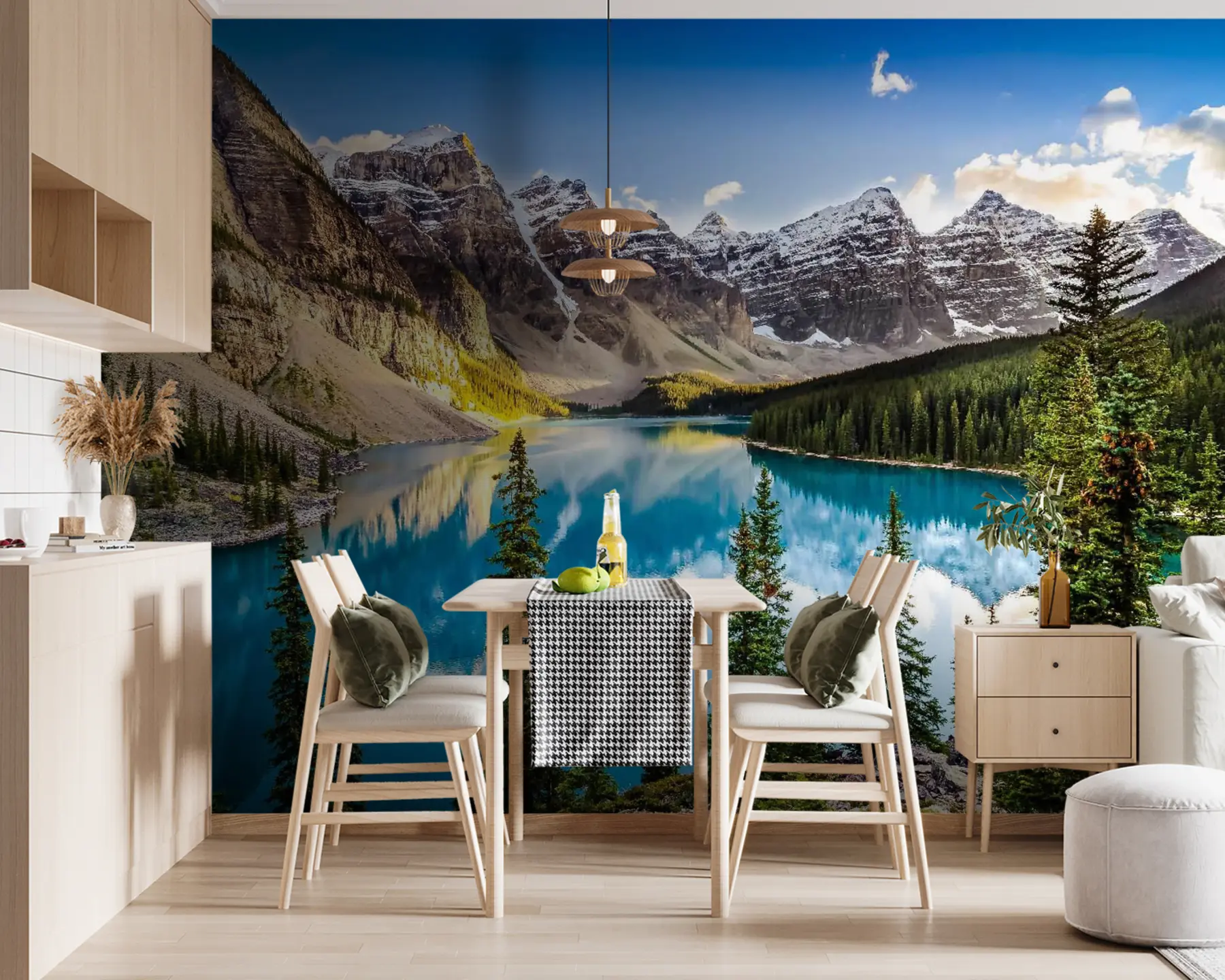 murales de pared Lago espejo al pie de la montaña u58602