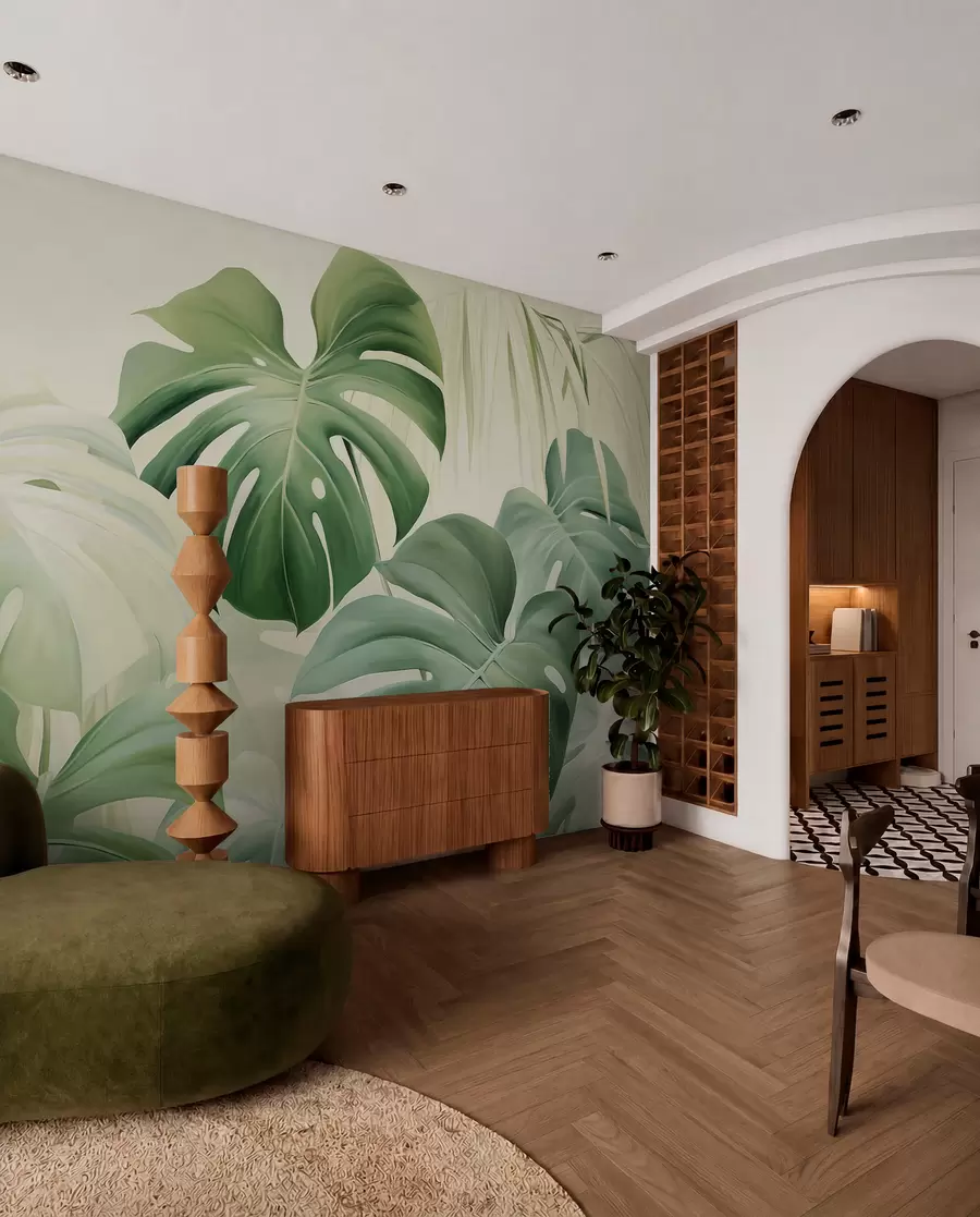 murales de pared Monstera, hojas de palmera w05909