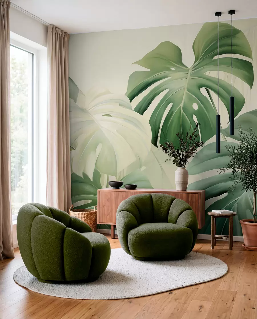 murales de pared Monstera en verde w05909