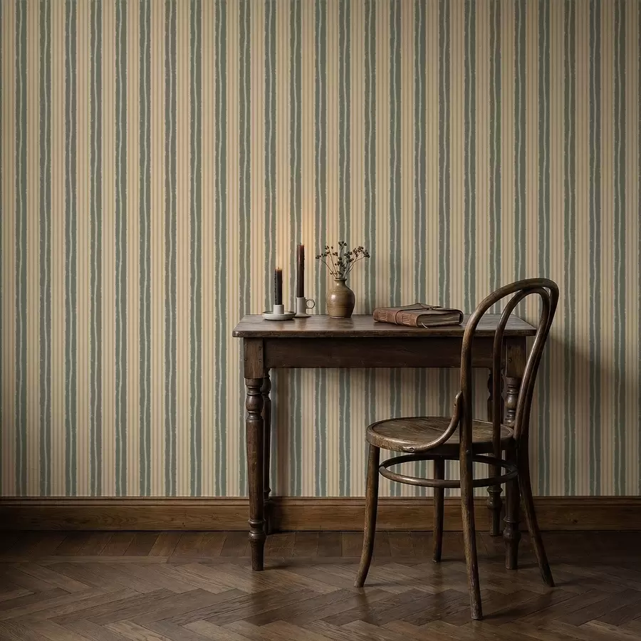 murales de pared Rayas verticales con textura en tonos beige y gris verdoso a01268