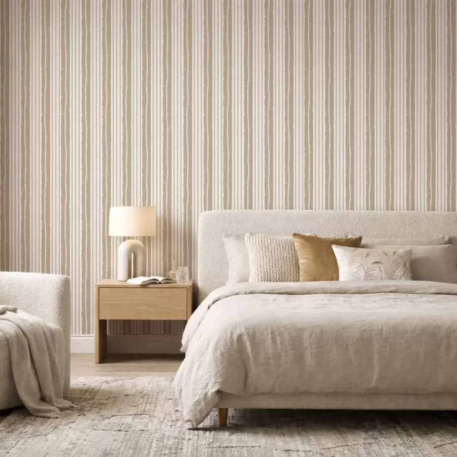 murales de pared Rayas verticales con textura en tonos beige y gris claro a01268v3