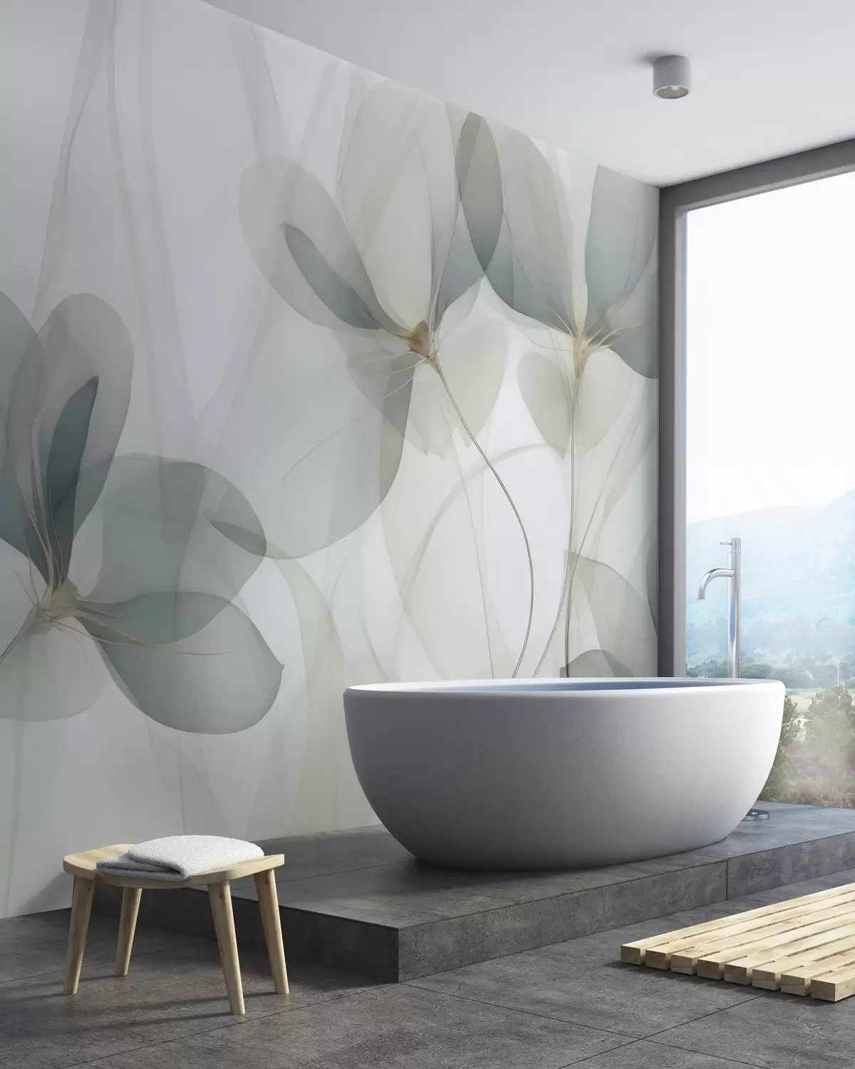 murales de pared Pétalos verde salvia w05952