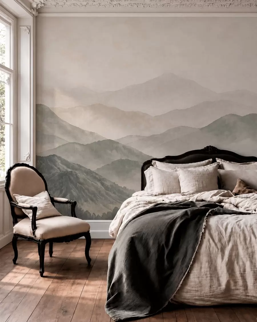 murales de pared Cordilleras escalonadas envueltas en una ligera bruma w05925v2