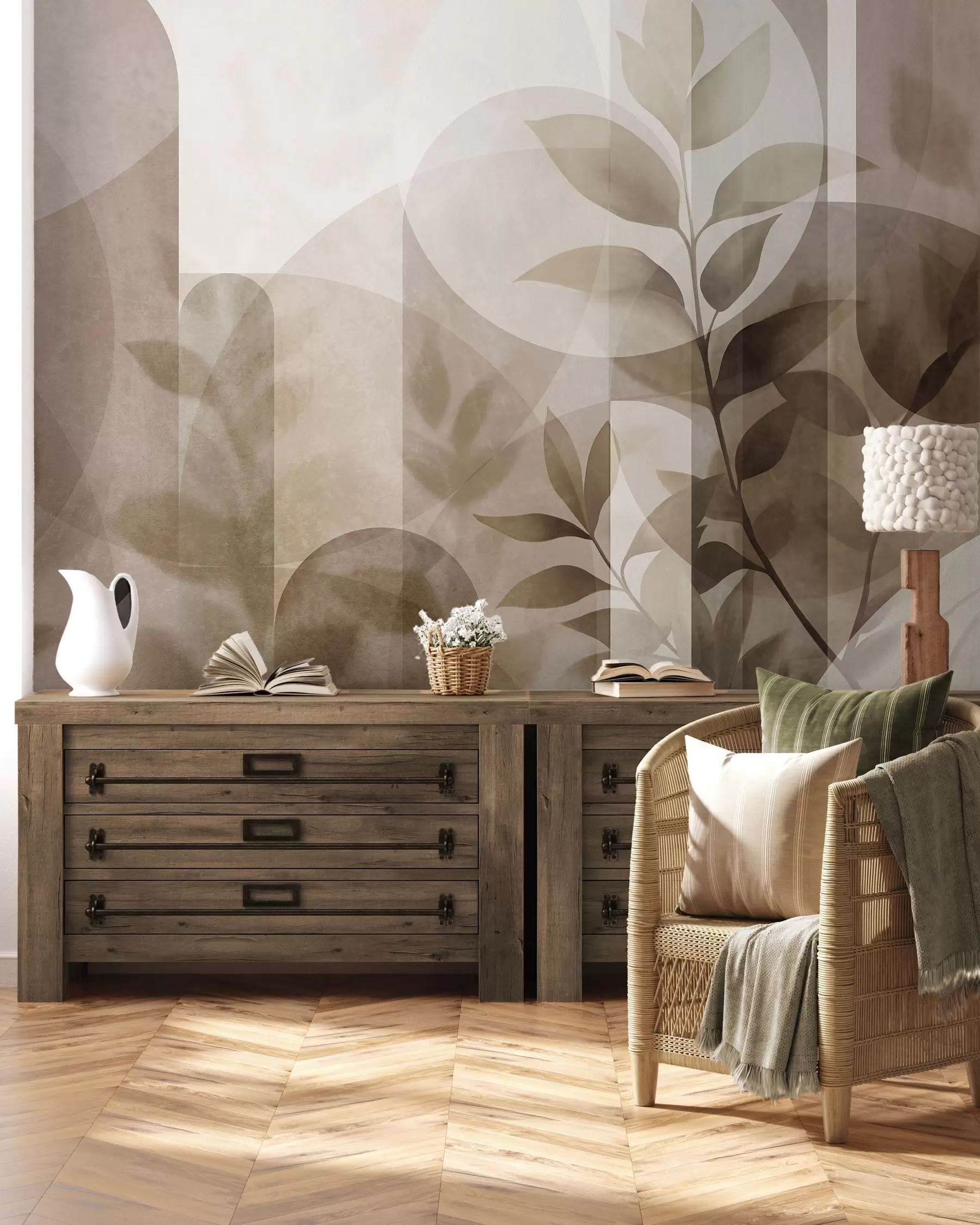 murales de pared Hojas y arcos w10088