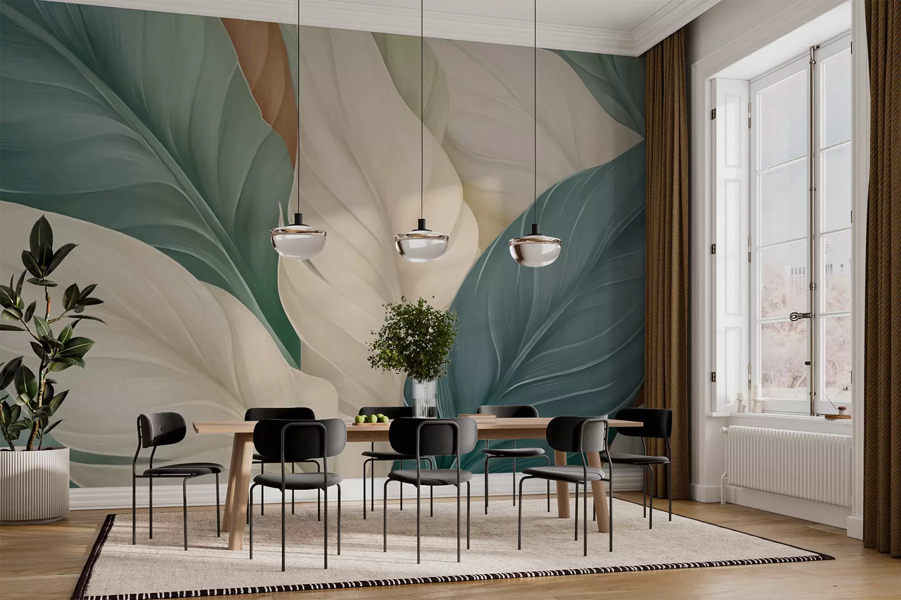murales de pared Hojas verde esmeralda w05981