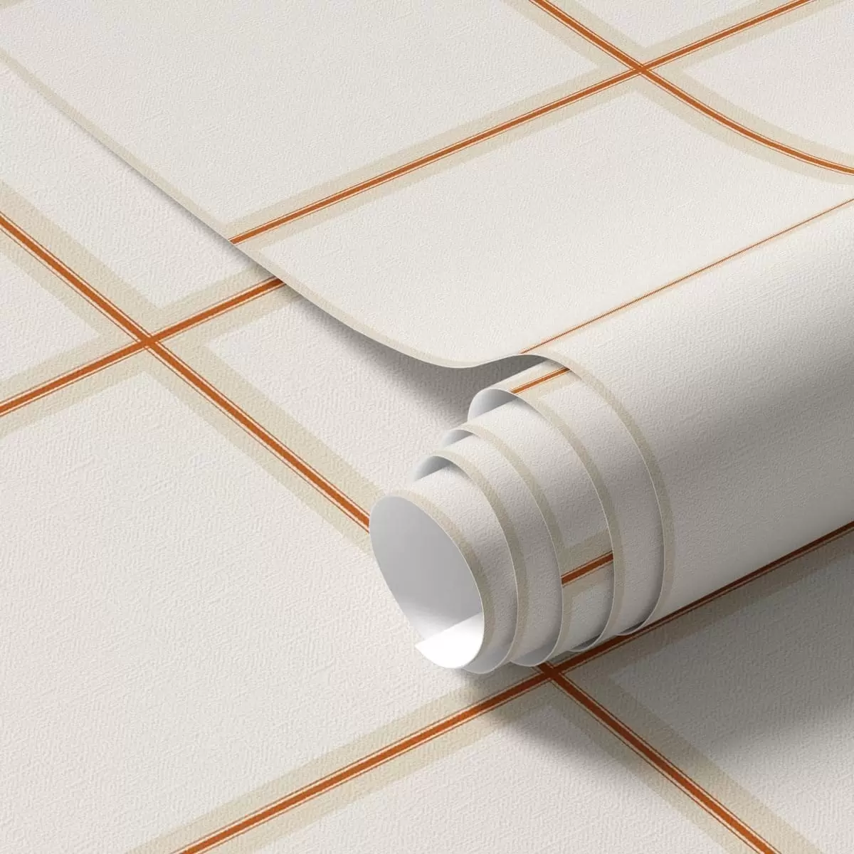 Papel pintado Cuadrícula de nueve cuadrados de color beige con bordes de color terracota a01277