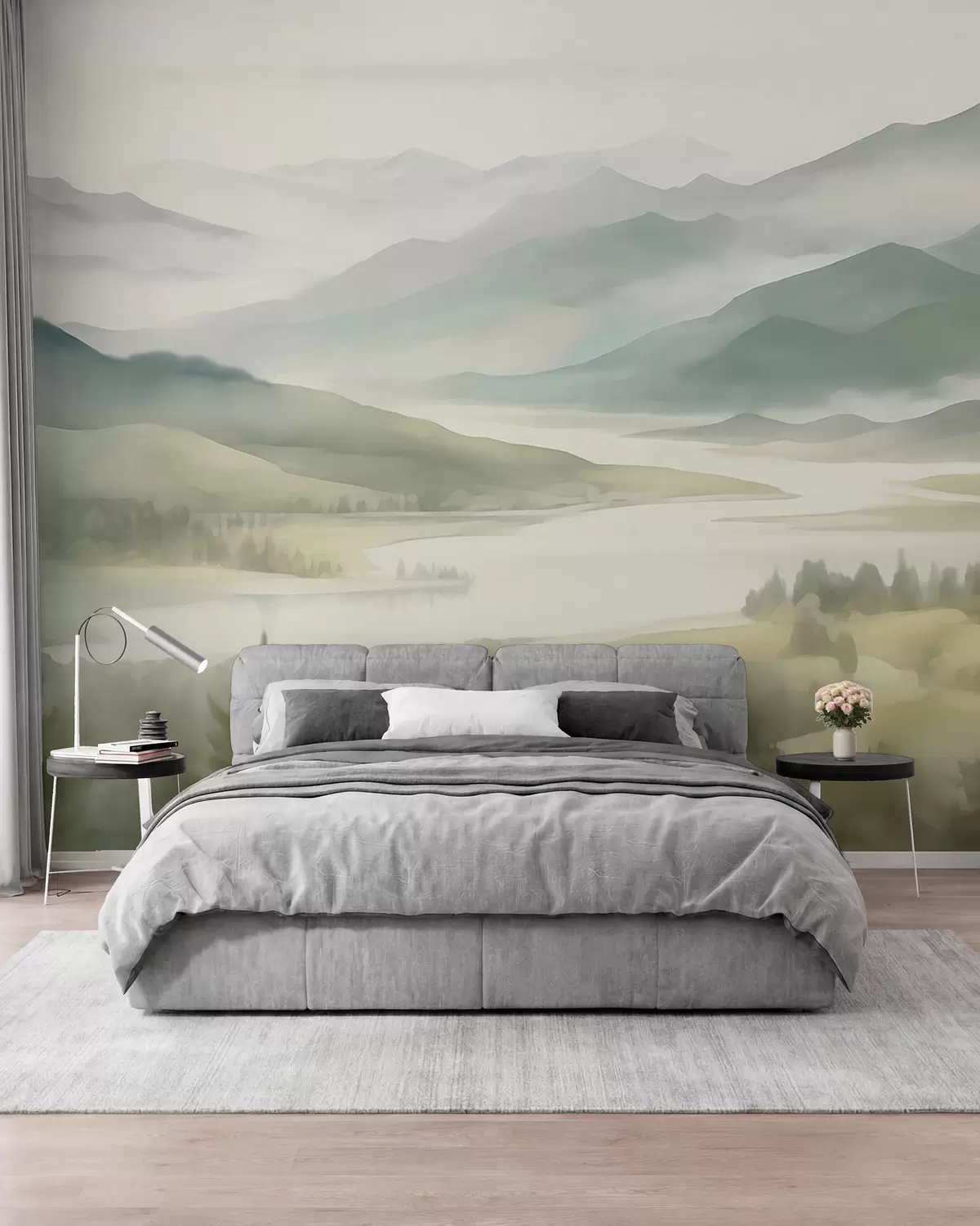 murales de pared Montañas con un lago de fondo w05833