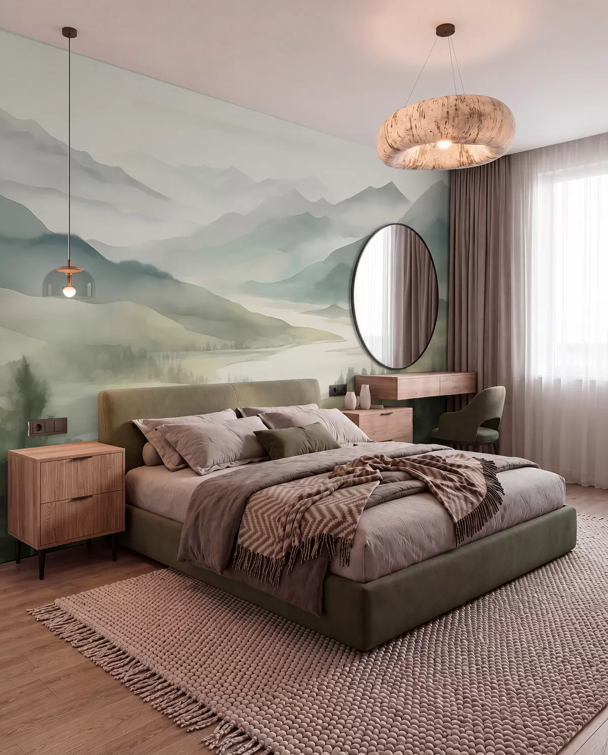 murales de pared Montañas con un lago de fondo w05833