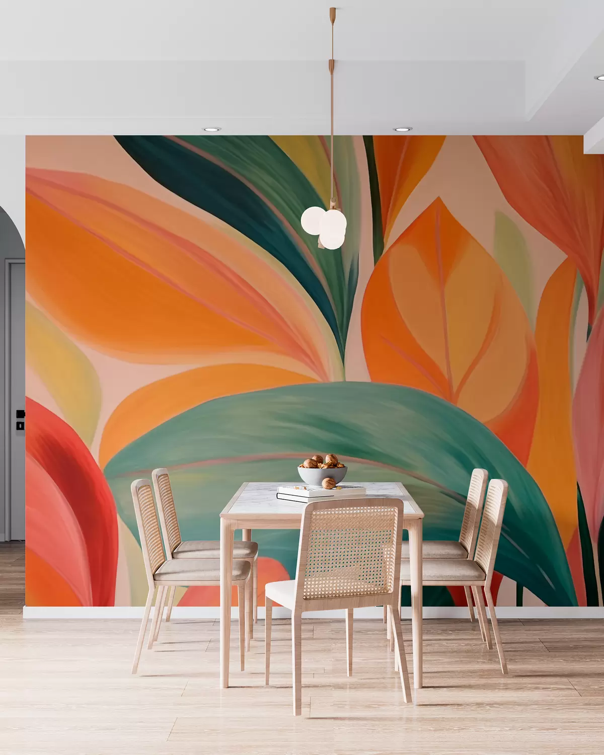 murales de pared Hojas coloridas y puntiagudas w06005