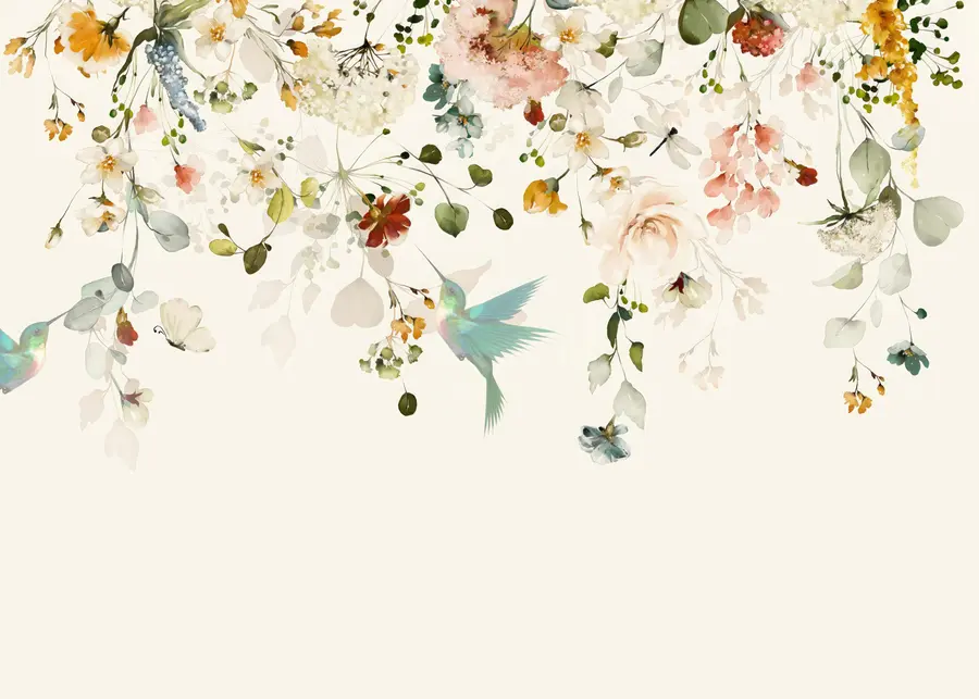 murales de pared Flores y colibríes u59610