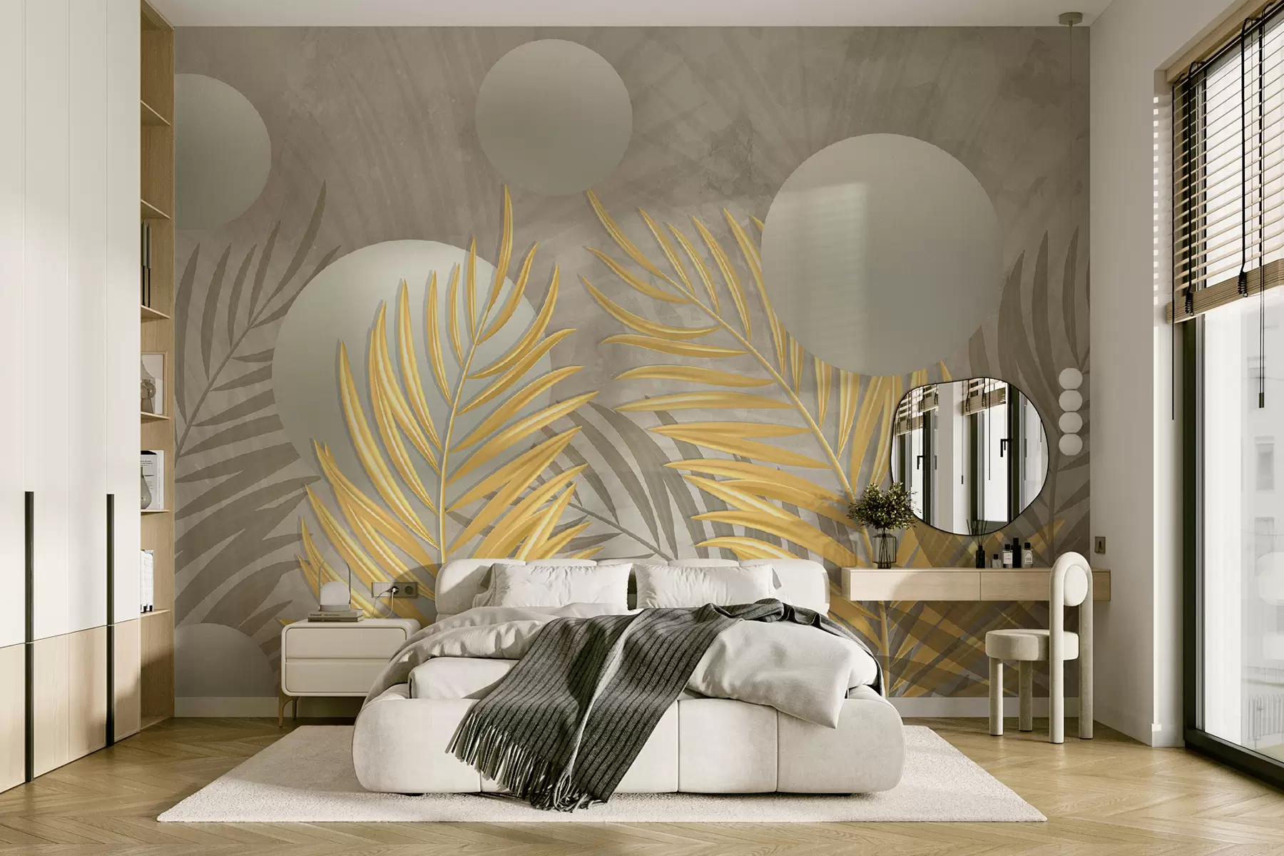 murales de pared Hojas y cuadrados 3d u80467