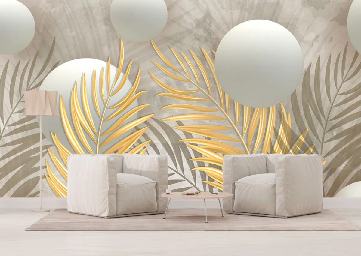 murales de pared Hojas y cuadrados 3d u80467