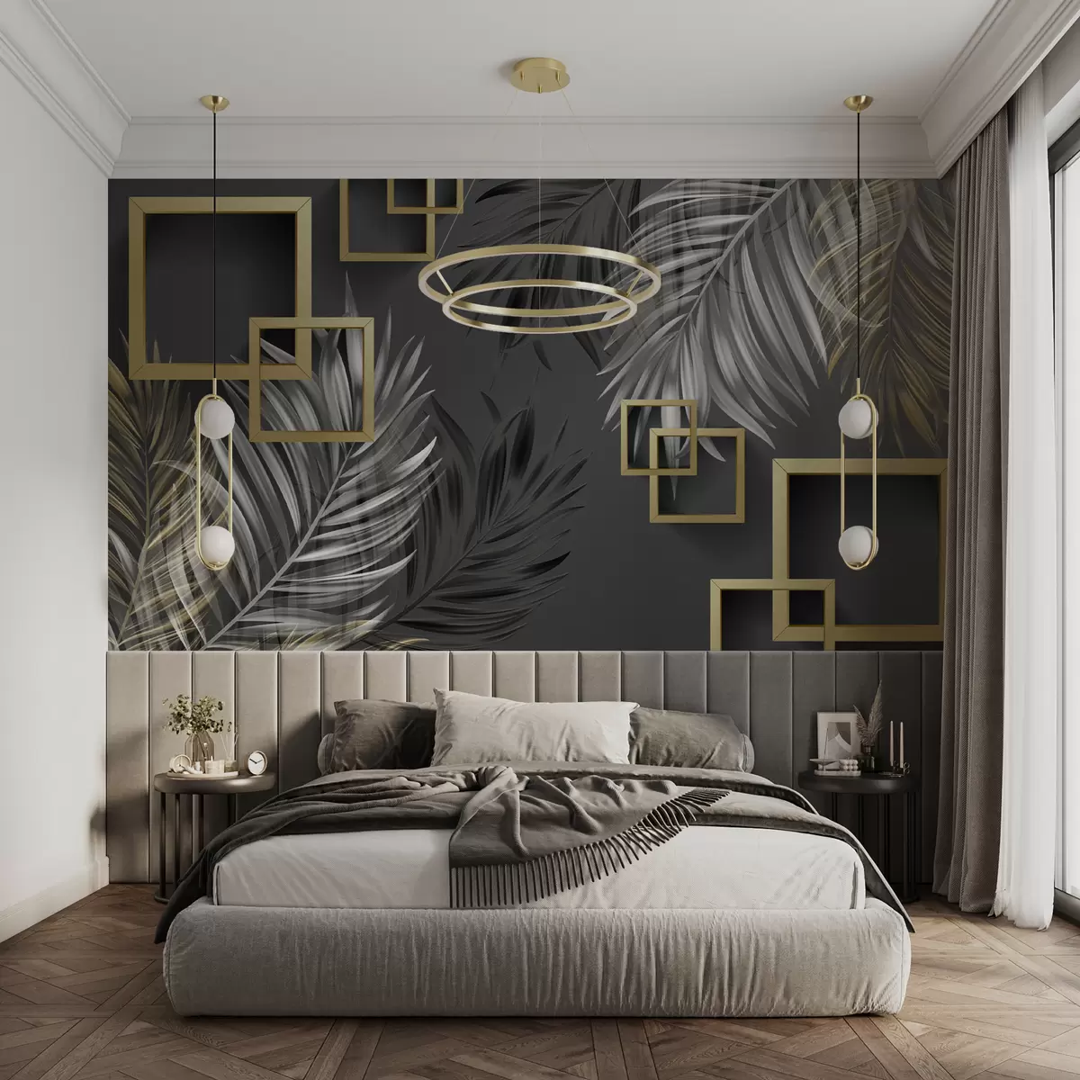 murales de pared Hojas de palmera, cuadrados u80469