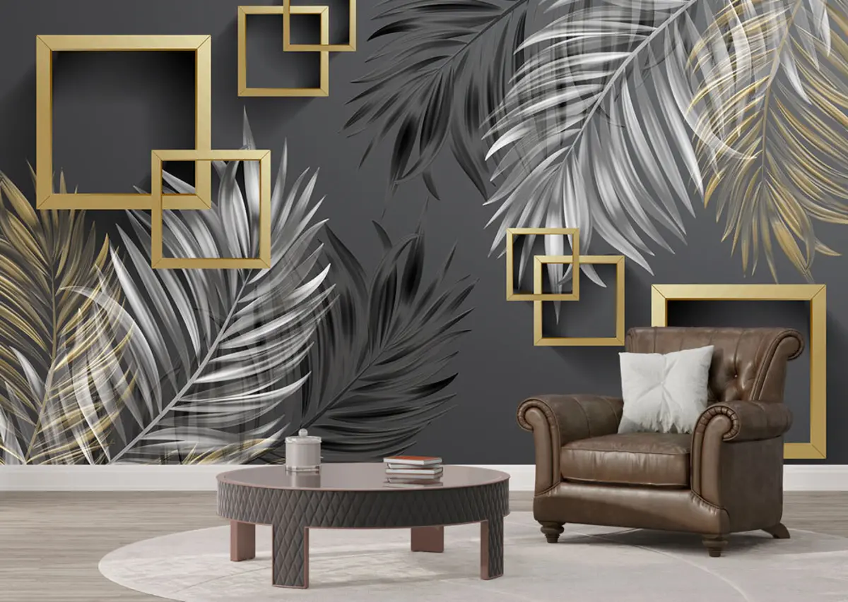 murales de pared Hojas de palmera, cuadrados u80469