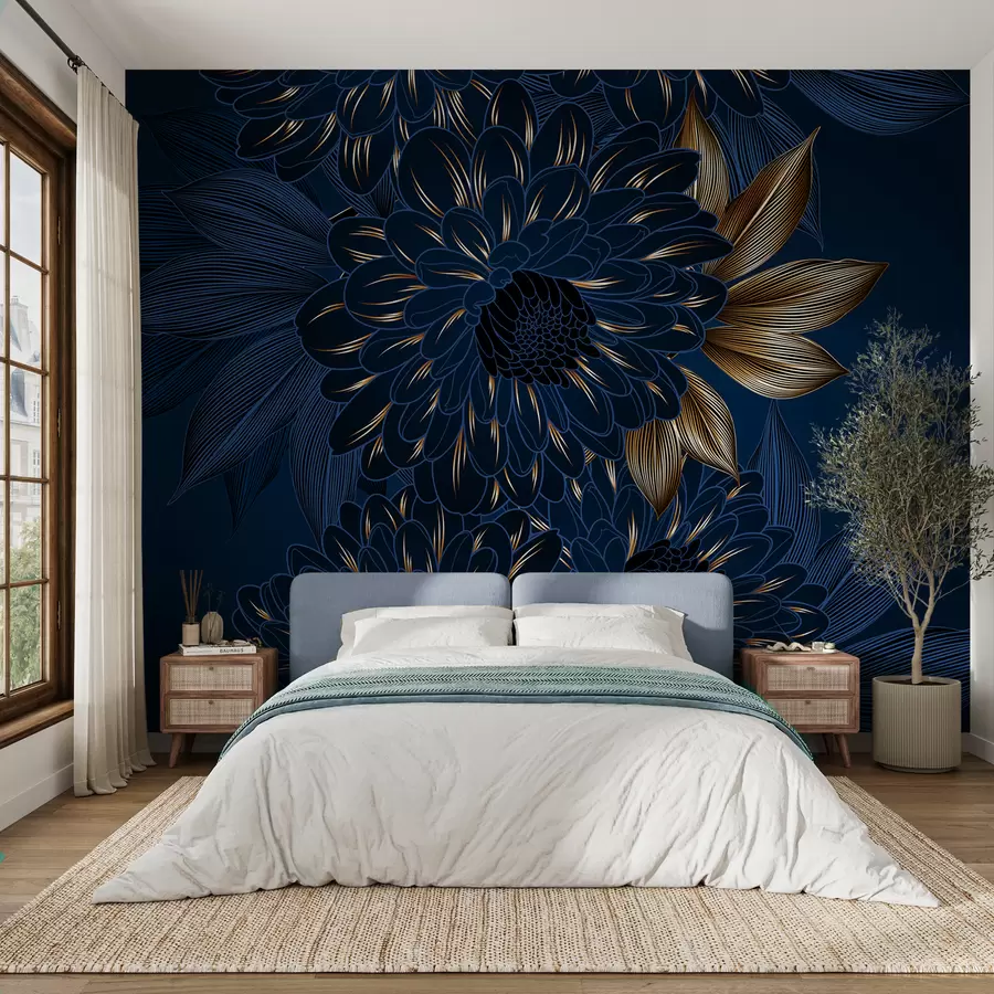 murales de pared Flores y hojas crisantemos u72140