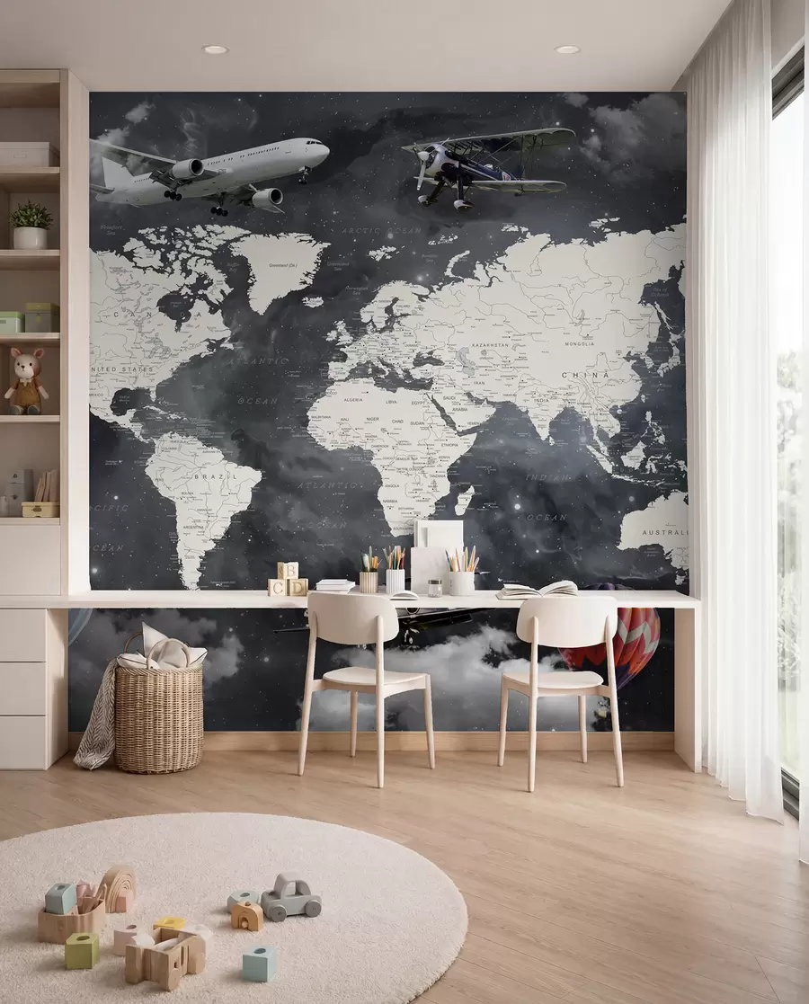 murales de pared Mapa y aviones u72597