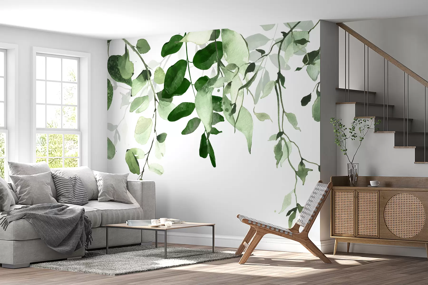 murales de pared Hojas de acuarela y ramas u72397