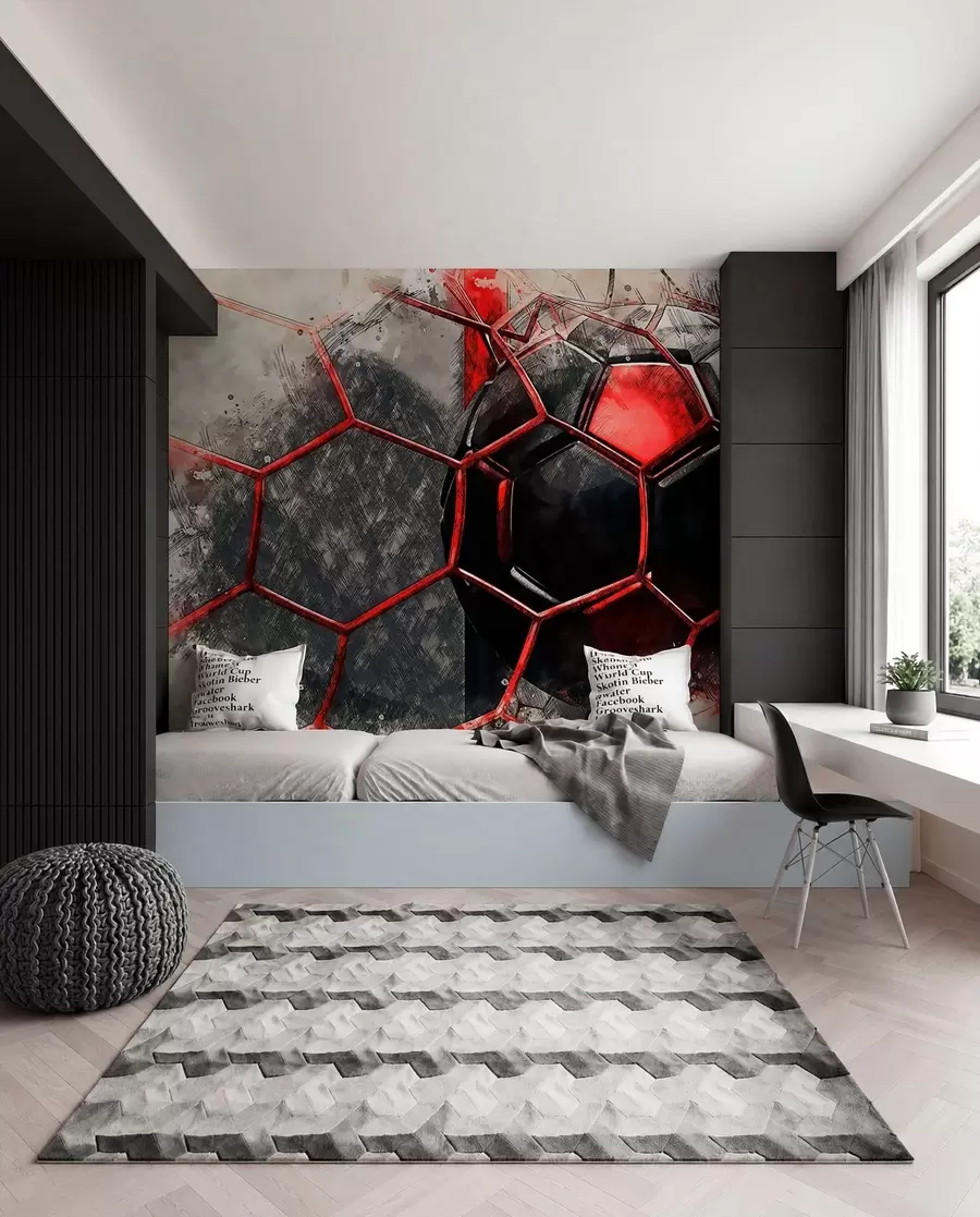 murales de pared Fútbol en movimiento rojo u72803