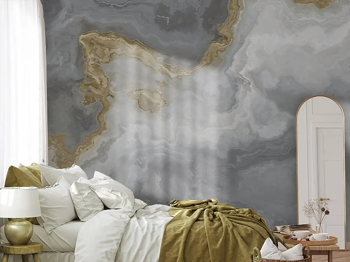 murales de pared Mármol blanco grisáceo u80491