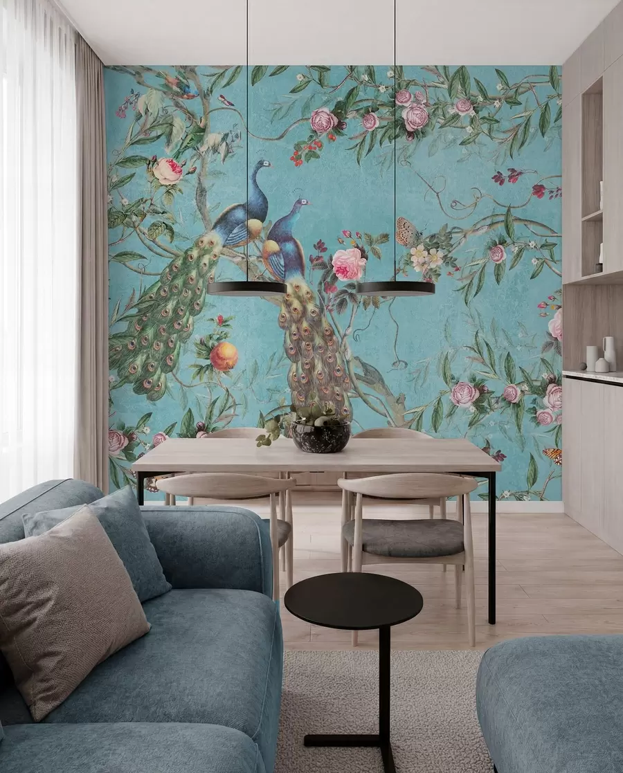 murales de pared Ave, flor y vertebrado u12428