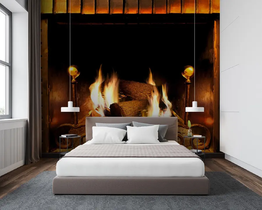 murales de pared chimenea ardiente u55934