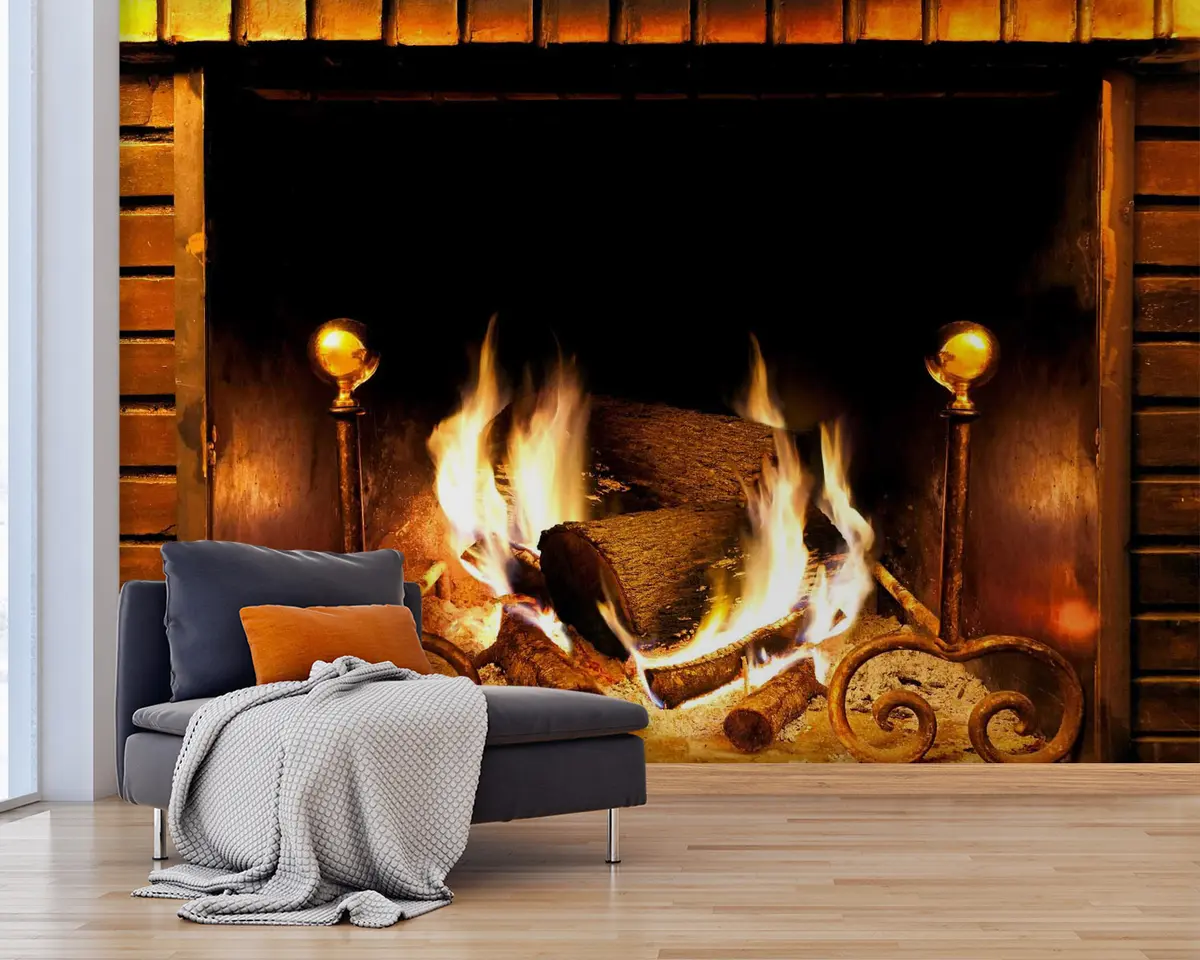 murales de pared chimenea ardiente u55934
