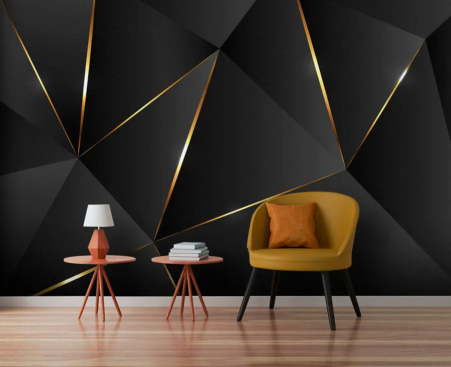 murales de pared triángulos 3D con líneas u73616