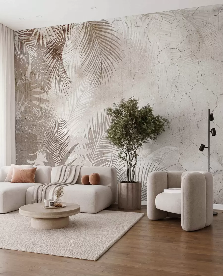 murales de pared Hojas 3D glamorosas con estilo grunge u73583