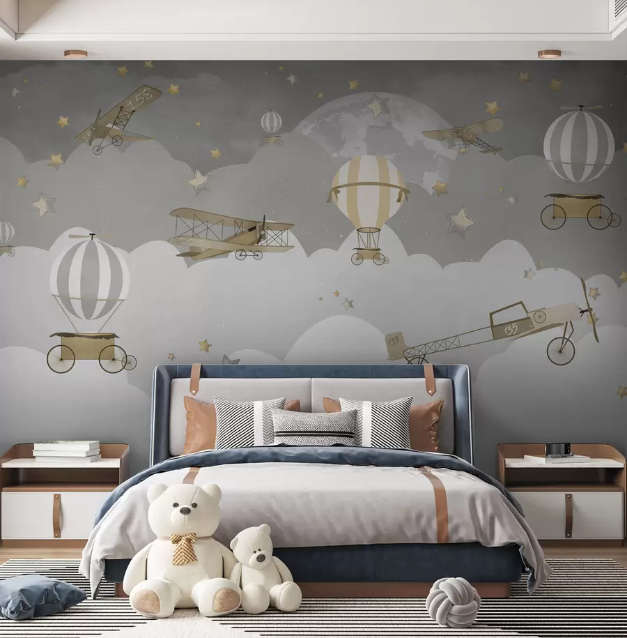 murales de pared Aviones y globos para niños u73883