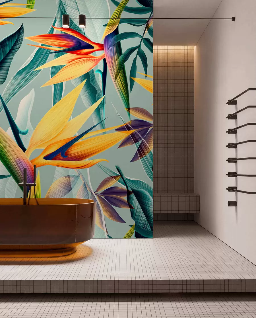 murales de pared Tendencia plantas tropicales y hojas en color brillante u73960