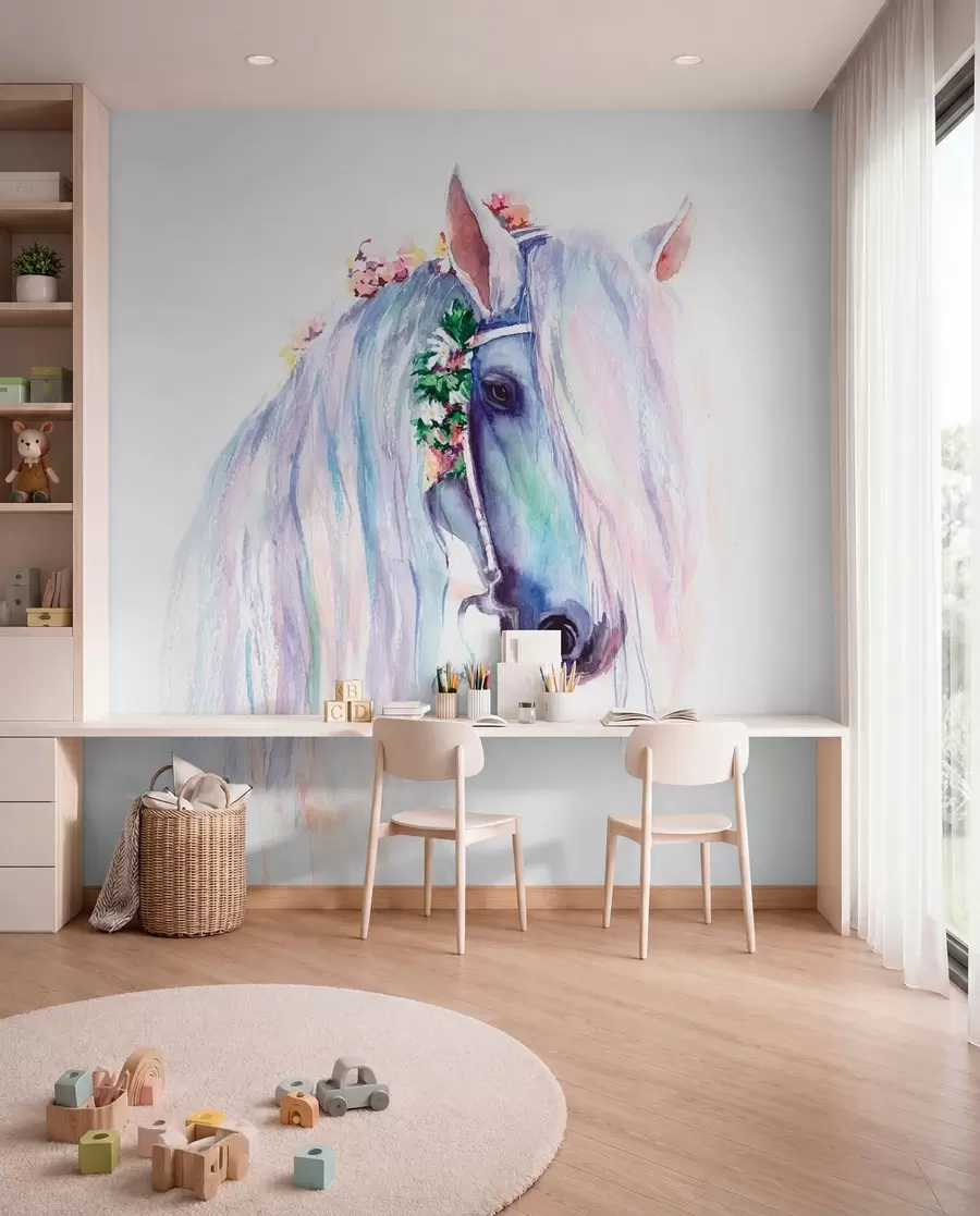 murales de pared Caballo de crin pastel u93591