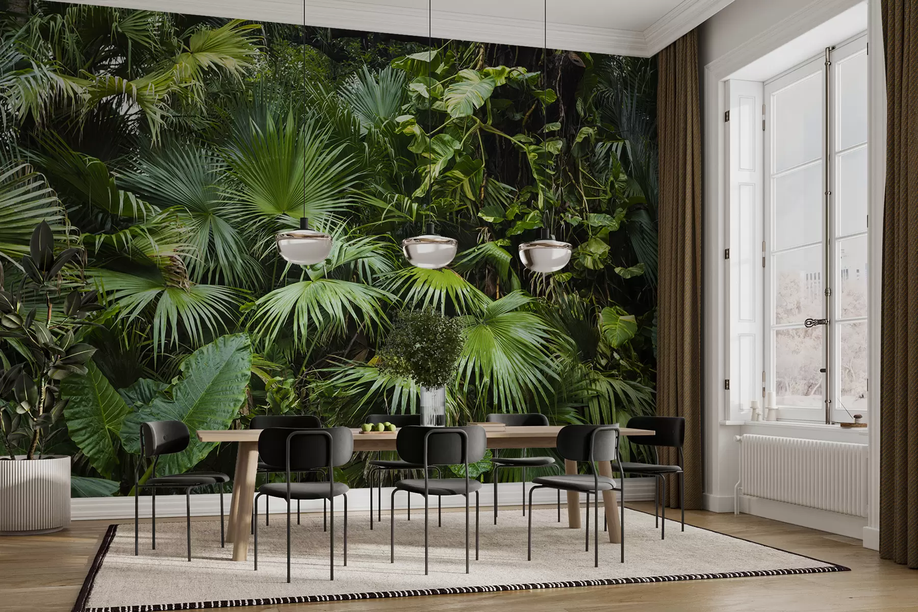 murales de pared Hojas mojadas en la selva u93616