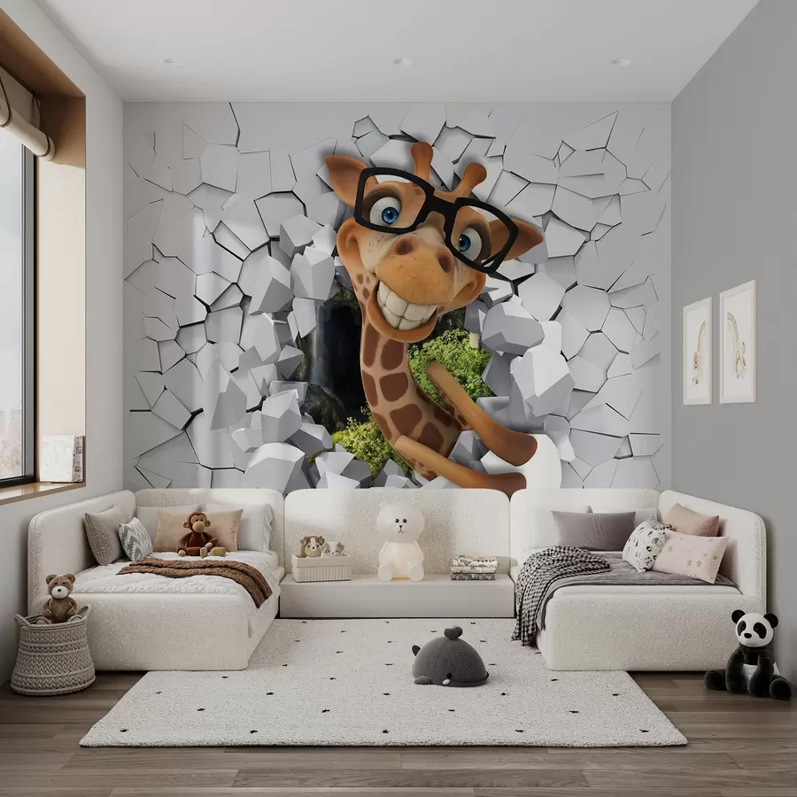 murales de pared jirafa 3D u93624
