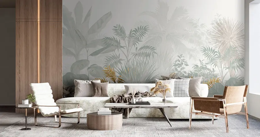 murales de pared Bosque tropical con textura de acuarela u73803