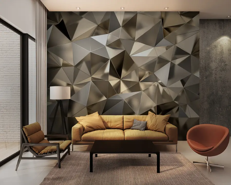 murales de pared Marrón, triangulo y gris u93417