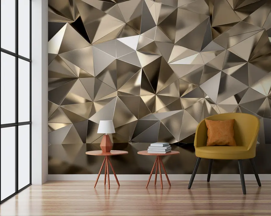 murales de pared Marrón, triangulo y gris u93417