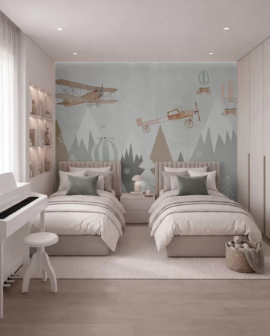 murales de pared Montañas y aviones, al estilo escandinavo u73961