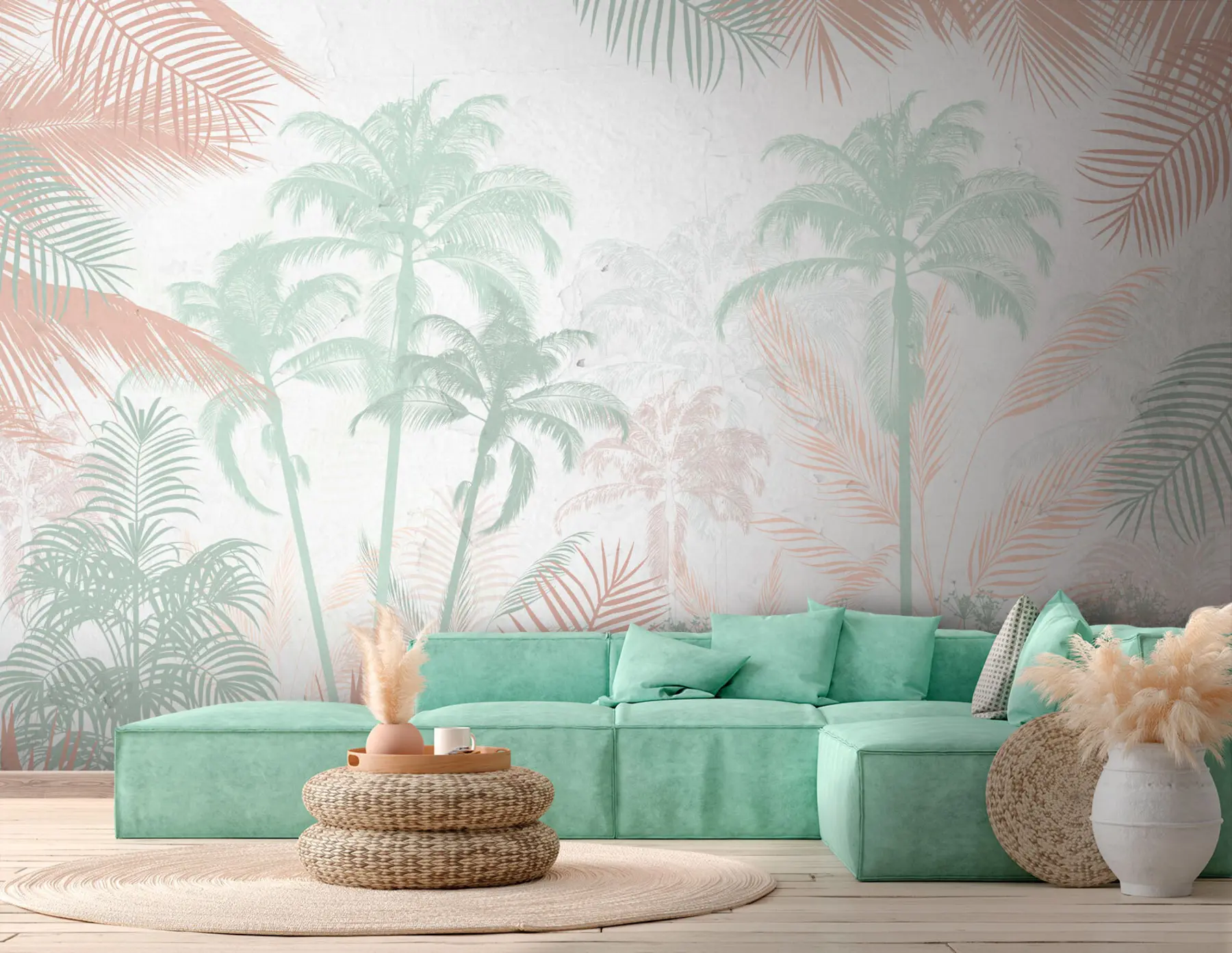 murales de pared Vista tropical brillante de la palmera u73970