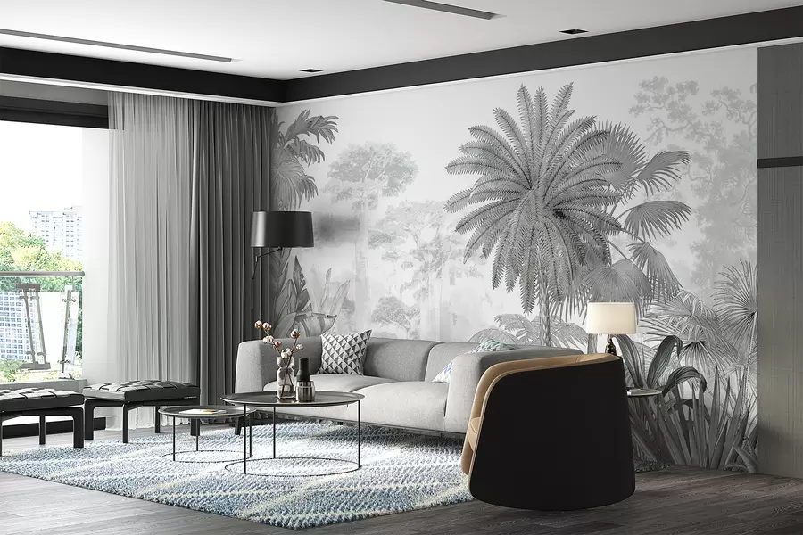 murales de pared Zona tropical. dibujo a tinta u59041