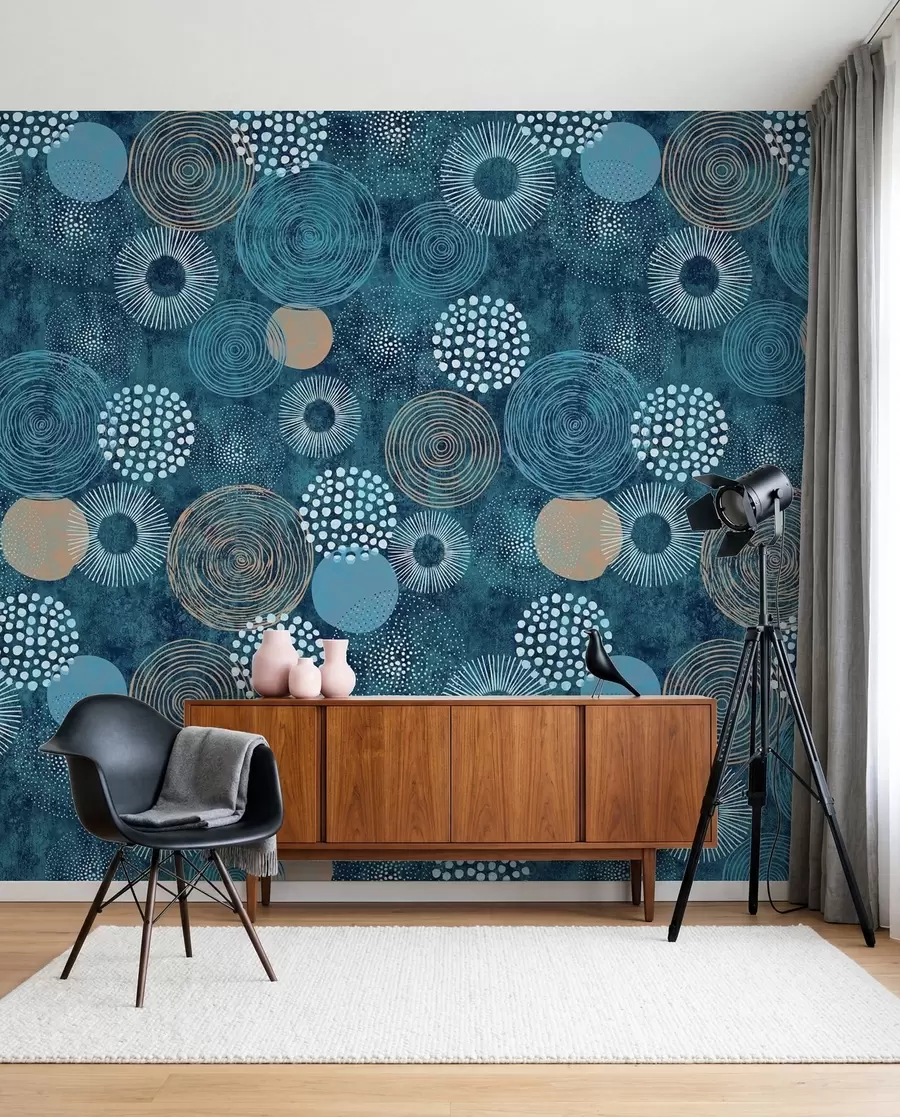 murales de pared Estudio de círculos índigo u59376