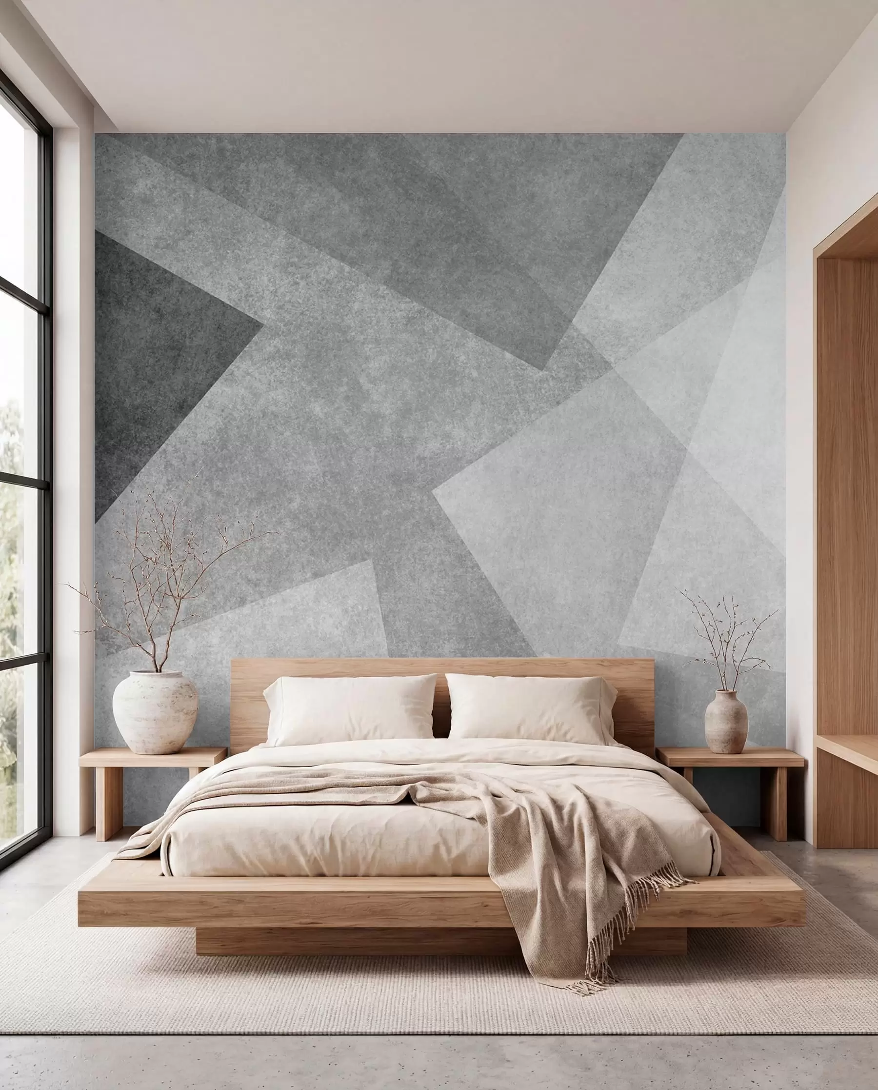 murales de pared Planos de triángulos grises u74057