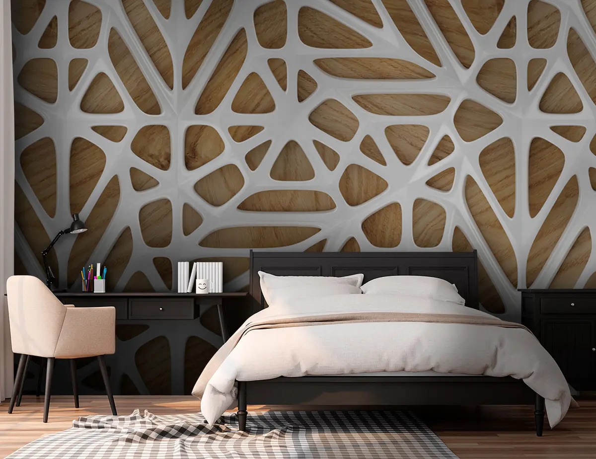 murales de pared Motivo blanco sobre fondo beige u93676