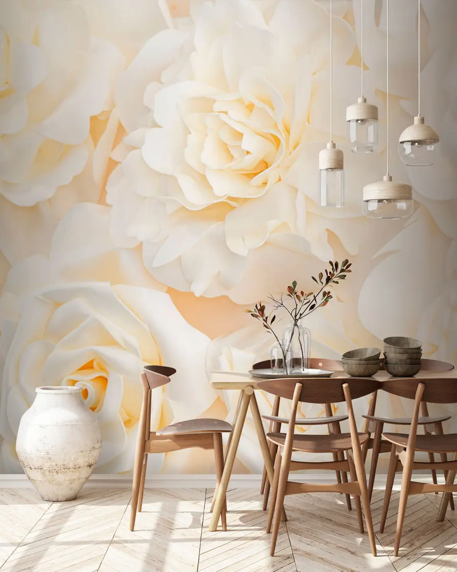 murales de pared Brotes blancos de rosas y peonías u74393