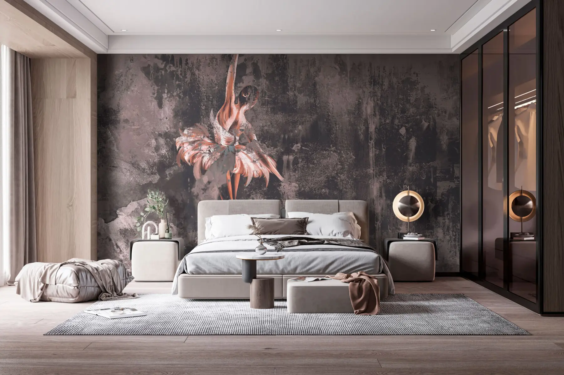 murales de pared Silueta de bailarina con elementos de acuarela. u78697